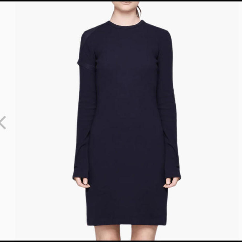 HELMUT LANG navy long sleeve arm strap mini dress